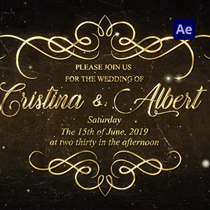 Wedding Invitation Dark Gold Style After Effects Website Cover Template