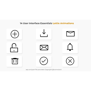 14 User Interface Essentials Icon Lottie Animation Website Cover – Studious31